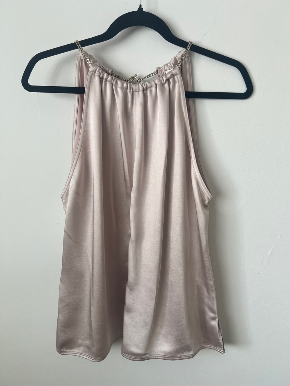 A.L.C. Satin Halter Camisole in Blush Pink with Chain Detail
